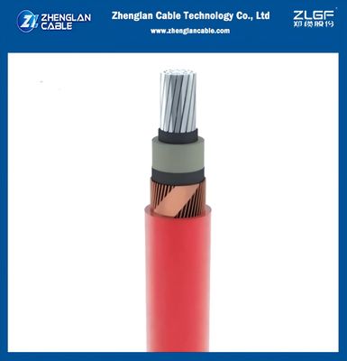 AL/SC/XLPE/SC/CWS/PVC/CTS/PVC1x240/25mm2 IEC 60502-2 8.7/15KV Kabel zasilający średniego napięcia z drutem miedzianym i taśmą miedzianą, osłona czerwona