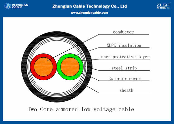 0.6/1KV Dwa rdzenie opancerzony kabel zasilania z izolacją PVC (CU/PVC/LSZH/DSTA/NYBY/N2XBY/NYRGBY/NYB2Y)